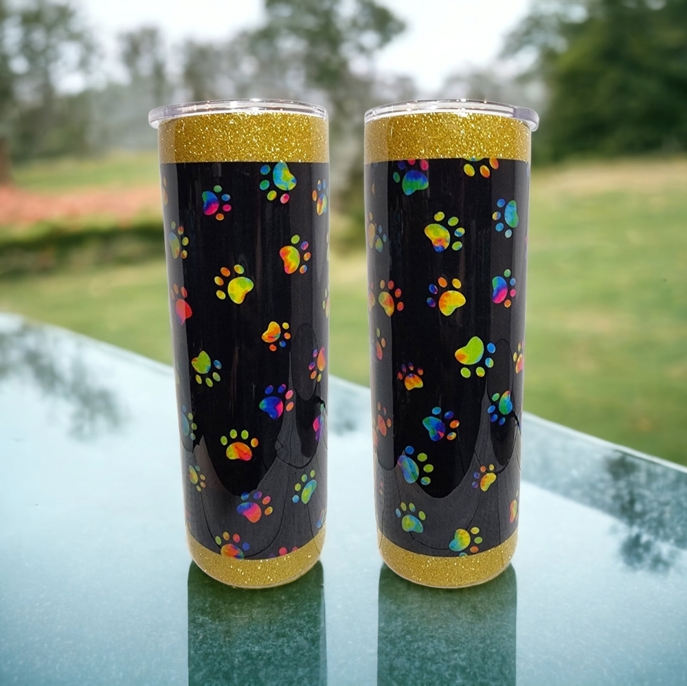 Rainbow Paw Prints l Fabric Tumbler - Picture 1 of 3